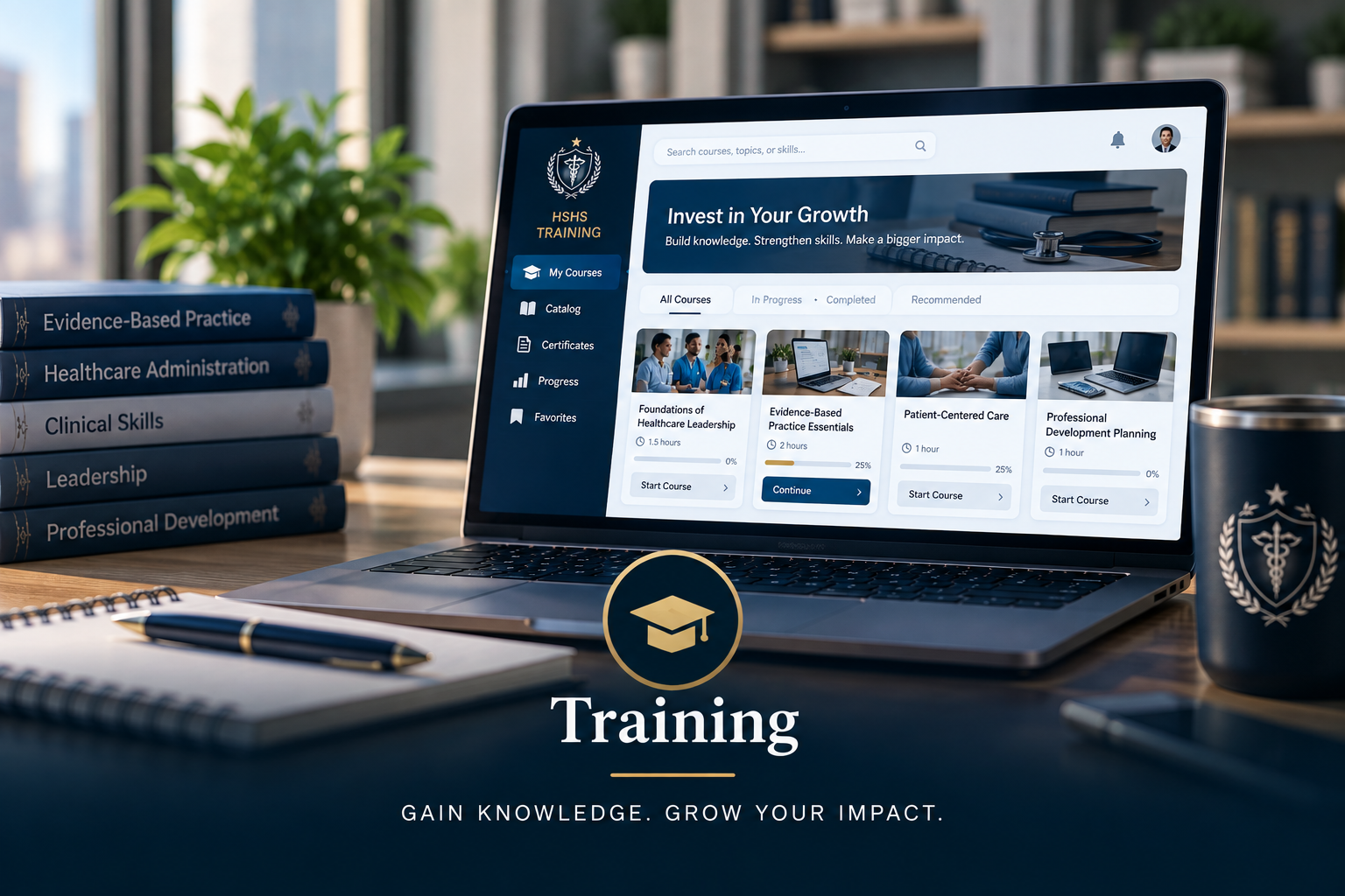 HSHS Training Center course dashboard